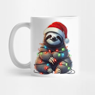 Sloth Wrapped In Christmas Lights Mug